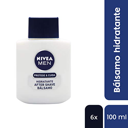 NIVEA MEN Protege & Cuida After Shave Bálsamo Hidratante en pack de 6 (6 x 100 ml), con aloe vera y provitamina B5, para el cuidado de la piel después del afeitado