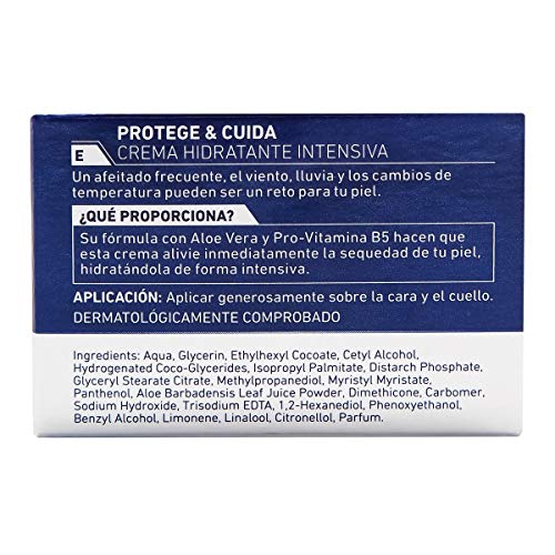 NIVEA MEN Protege & Cuida Crema Hidratante Intensiva (1 x 50 ml), crema facial hidratante con aloe vera, crema para hombres con la piel muy seca, nutre e hidrata