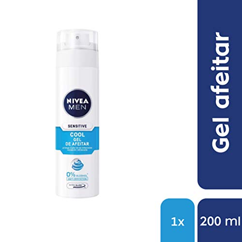 NIVEA MEN Sensitive Cool Gel de Afeitar, gel refrescante con 0% alcohol, gel de afeitado para una máxima protección de la piel sensible - 1 x 200 ml