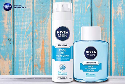 NIVEA MEN Sensitive Cool Gel de Afeitar, gel refrescante con 0% alcohol, gel de afeitado para una máxima protección de la piel sensible - pack de 6 6 x 200 ml