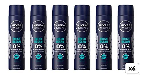 NIVEA MEN Spray Alu Free Ocean Desodorante Sin Aluminio 150 ml - 6 unidades