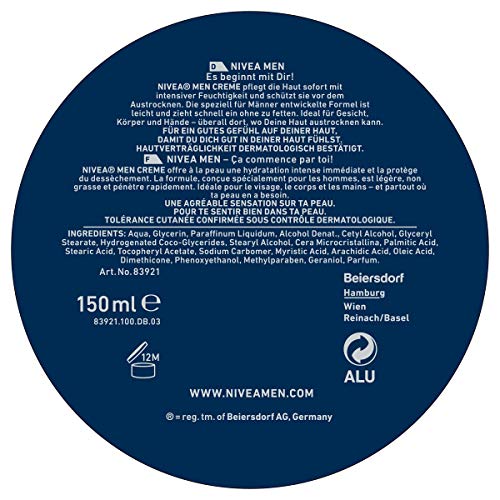 Nivea Men taza de crema de 150 ml - Version importada, Alemania