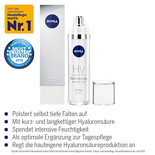 NIVEA PROFESSIONAL Ácido hialurónico, eficaz sérum facial antiarrugas, innovador sérum reparador que rellena las arrugas desde el interior, sérum hidratante antiedad, 1 x 50 ml