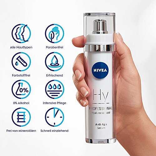 NIVEA PROFESSIONAL Ácido hialurónico, eficaz sérum facial antiarrugas, innovador sérum reparador que rellena las arrugas desde el interior, sérum hidratante antiedad, 1 x 50 ml