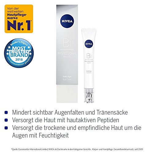 NIVEA PROFESSIONAL Bioxilift crema de ojos antiarrugas, crema antiedad para el contorno de ojos, crema reparadora para reducir las arrugas, las patas de gallo y las ojeras, para piel seca, 1 x 15 ml