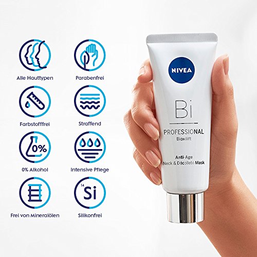 NIVEA PROFESSIONAL Bioxilift, mascarilla antiarrugas para cuello y escote, mascarilla antiedad para una piel firme, mascarilla reparadora profesional con efecto reafirmante, 1 x 75 ml