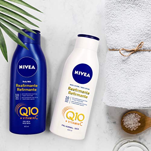 NIVEA Q10 Body Loción Reafirmante con Vitamina C (1 x 400 ml), loción hidratante corporal para piel normal, coenzima Q10 para una piel elástica en 10 días
