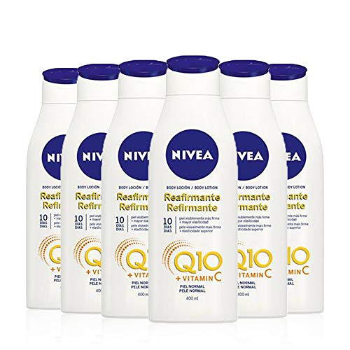NIVEA Q10 Body Loción Reafirmante con Vitamina C en pack de 6 (6 x 400 ml), loción hidratante corporal para piel normal, coenzima Q10 para una piel elástica en 10 días