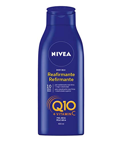 NIVEA Q10 Body Milk Reafirmante en pack de 3 (3 x 400 ml), loción corporal hidratante para mejorar la elasticidad de la piel, loción con coenzima Q10 y vitamina C