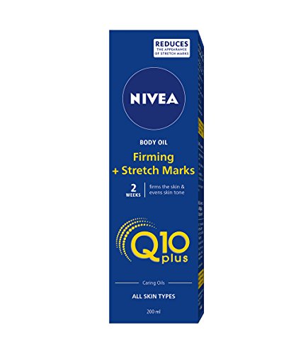 NIVEA Q10 Plus Aceite Corporal Reafirmante + Antiestrías, aceite hidratante con coenzima Q10, piel más firme y previene estrías en el embarazo - 1 x 200 ml