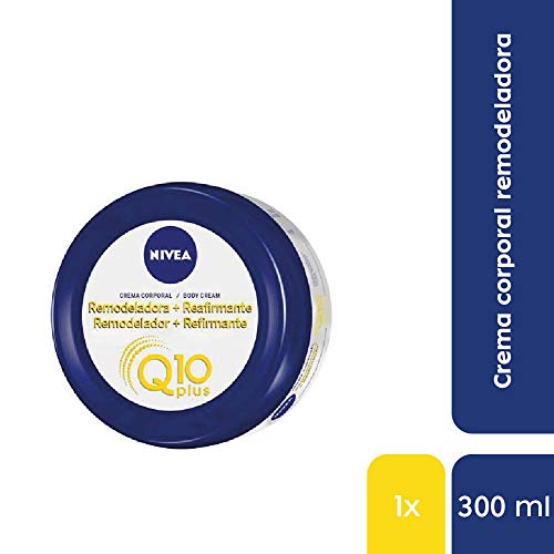 NIVEA Q10 Plus Crema Remodeladora + Reafirmante (1 x 300 ml), crema corporal reafirmante con coenzima Q10, crema hidratante para vientre, glúteos y caderas