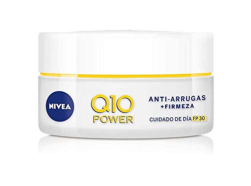 NIVEA Q10 Power Antiarrugas Cuidado de Día Triple Defensa FP30 (1 x 50 ml), crema hidratante antiarrugas, crema facial con protector solar 30, crema de día