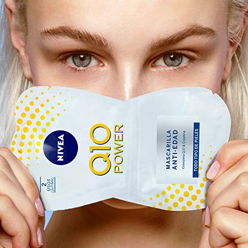 NIVEA Q10 Power Mascarilla Antiedad pack 24 (24 x 15 ml), mascarilla facial antiarrugas para suavizar las líneas de expresión, máscara antiedad para piel suave y radiante