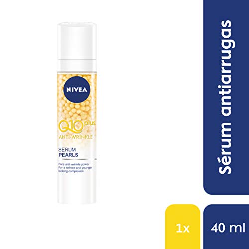 NIVEA Q10 Power Serum Perlas Antiarrugas + Firmeza (1 x 40 ml), sérum facial antiarrugas con creatina, ácido hialurónico y coenzima Q10, sérum reafirmante