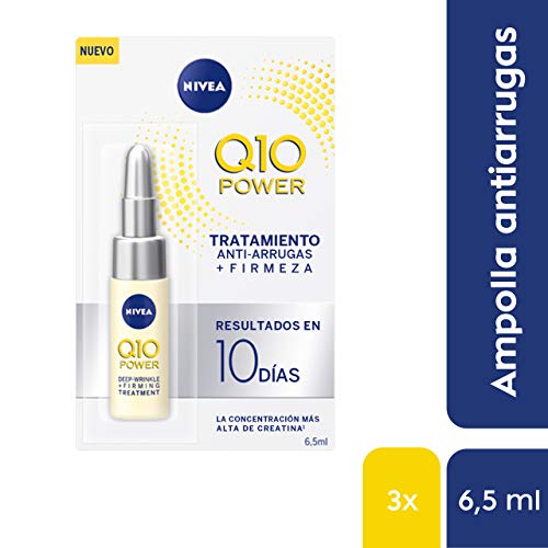 NIVEA Q10 Power Tratamiento Antiarrugas + Firmeza 10 días en pack de 3 (3 x 6,5 ml), ampollas antiedad con coenzima Q10 y creatina para el cuidado facial