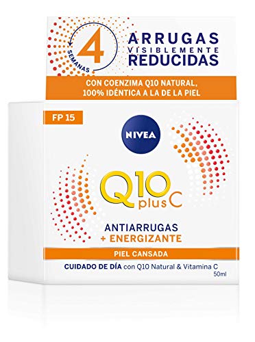 NIVEA Q10plusC Anti-Arrugas + Energizante Cuidado de Día (1 x 50 ml), crema energizante con FP15, crema de día antiedad con coenzima Q10, crema facial revitalizante