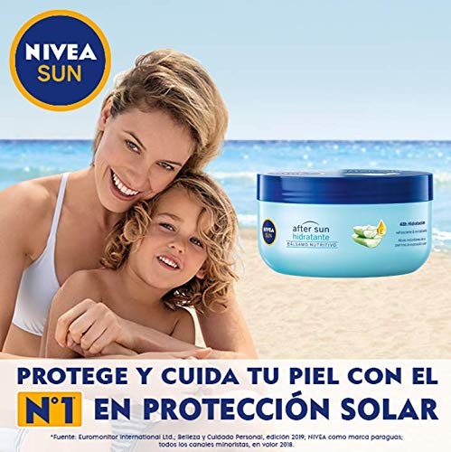 NIVEA SUN After Sun Hidratante Bálsamo Nutritivo (1 x 300 ml), crema hidratante para aliviar y revitalizar la piel, crema reparadora con aloe vera y vitamina e
