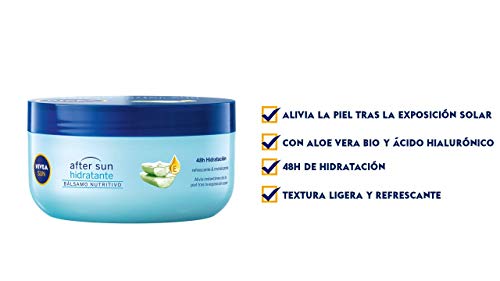 NIVEA SUN After Sun Hidratante Bálsamo Nutritivo (1 x 300 ml), crema hidratante para aliviar y revitalizar la piel, crema reparadora con aloe vera y vitamina e