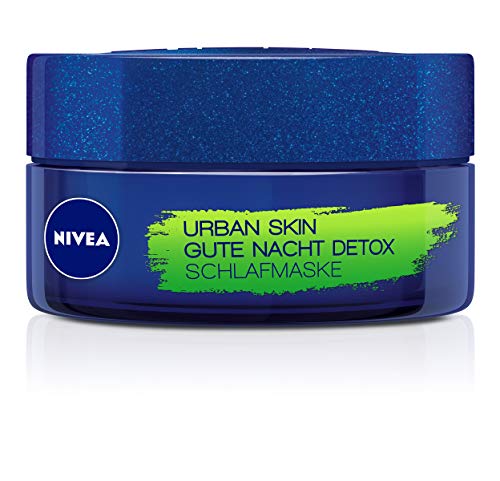 Nivea Urban Skin Buena noche Detox en pack de 3 (3 x 50 ml), máscara facial para piel radiante durante la noche, regenerador y refrescante cuidado facial