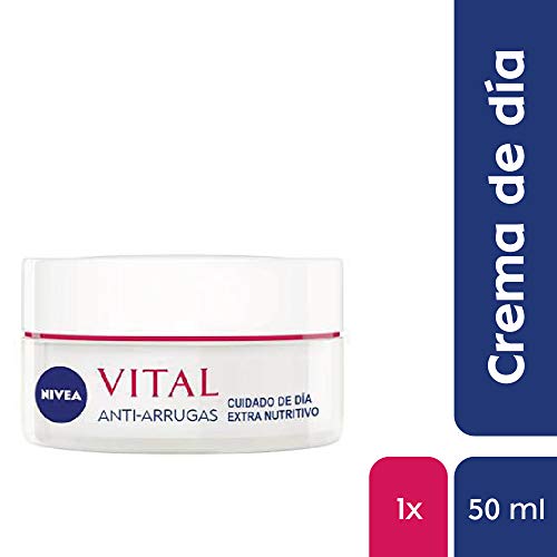 NIVEA VITAL Calcio Cuidado de Día Extra Nutritivo, crema antiedad de cuidado facial, antiarrugas para dar vitalidad y luminosidad a la piel madura - 1 x 50 ml, Estándar (4005900092465)