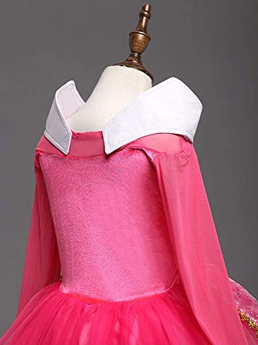 NNDOLL Disfraz de princesa Aurora Sleeping Beauty Dress para Niña pequeña Carnival vestido rosa 2 3 años