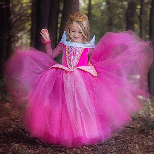 NNDOLL Disfraz de princesa Aurora Sleeping Beauty Dress para Niña pequeña Carnival vestido rosa 2 3 años