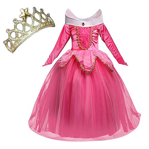 NNDOLL Disfraz de princesa Aurora Sleeping Beauty Dress para Niña pequeña Carnival vestido rosa 2 3 años