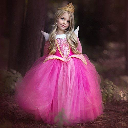 NNDOLL Disfraz de princesa Aurora Sleeping Beauty Dress para Niña pequeña Carnival vestido rosa 2 3 años