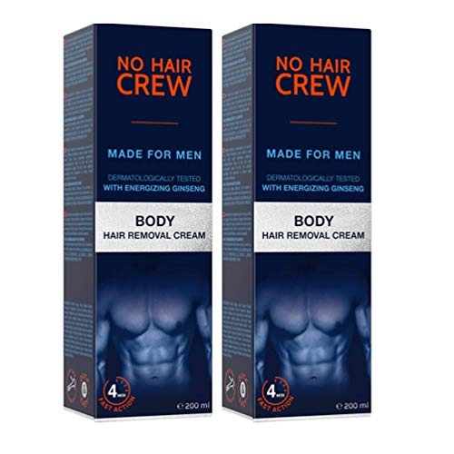 NO HAIR CREW Crema Depilatoria Corporal Premium Masculina – Hecha para Hombres, 2 X 200 ml