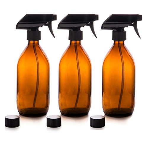 Nomara Organics Vaporizador en Botella de Cristal Ámbar Set 500 mL. Reutlizable / Eco-friendly / Orgánico / Limpieza / Plantas / Cabello / Bricolaje (3 x 500mL)