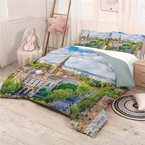 Nomorer Juego de Cama Queen Size Wanderlust Soft Lightweight Coverlet para Todas Las Estaciones Sevilla España Paisaje Urbano