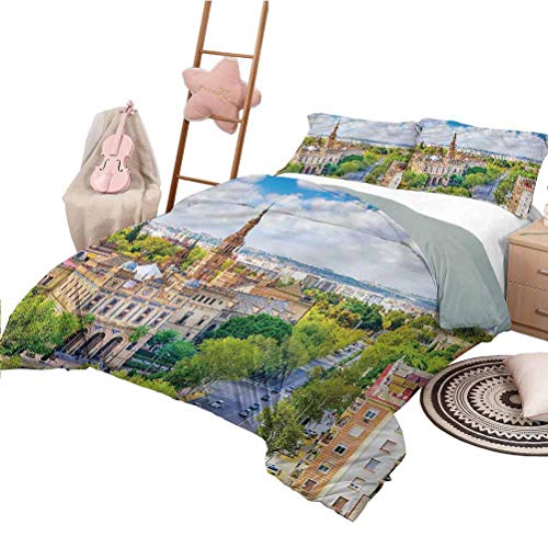 Nomorer Juego de Cama Queen Size Wanderlust Soft Lightweight Coverlet para Todas Las Estaciones Sevilla España Paisaje Urbano