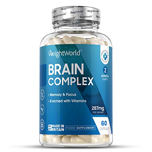 Nootrópico Natural Brain Complex 60 Cápsulas | Suplemento Para el Cerebro, Complejo Multivitaminas y Minerales Con Tirosina, Teanina, Taurina, Para Concentración y Memoria Reduce Cansancio y Fatiga
