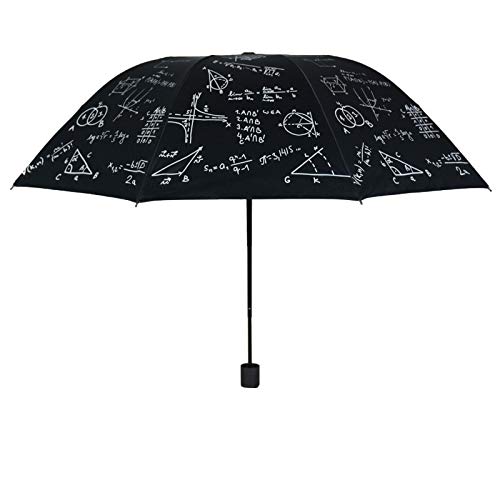 Novedoso Paraguas de fórmula matemática para Hombres, Paraguas de Lluvia Plegables, Paraguas de Viaje para Estudiantes de Secundaria, Parasol Soleado para Mujeres, Negro