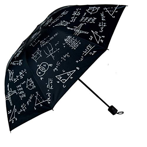 Novedoso Paraguas de fórmula matemática para Hombres, Paraguas de Lluvia Plegables, Paraguas de Viaje para Estudiantes de Secundaria, Parasol Soleado para Mujeres, Negro