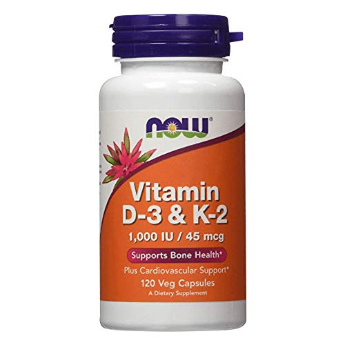 Now Foods Vitamin D3 & K2-1000IU 45mcg Standard - 120 Cápsulas