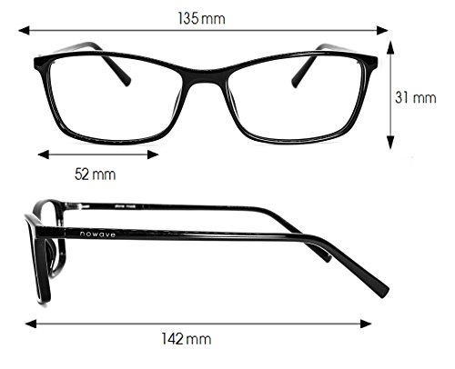 NOWAVE Gafas Neutras para PC, Smartphone, TV y Gaming | Eliminan la fatiga y la irritación visual | Gafas ANTI LUZ AZUL y UV para Pantalla | Filtro luz azul de descanso para pc | Unisex,ligera y negra