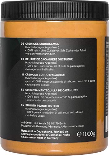 nu3 Crema de cacahuete - 3 kg - Peanut Butter pura y natural - Mantequilla de maní sin sal ni azúcar - Libre de aceite de palma y conservantes artificiales - con 21g de proteínas por cada 100g