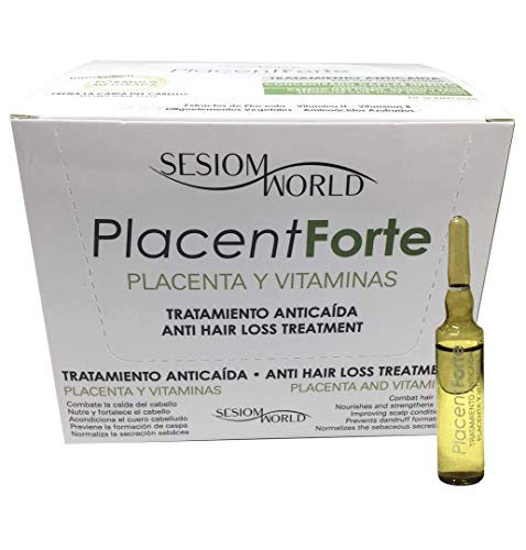 NUEVO ENVASE: Tratamiento Anticaída PlacentForte Placenta y Vitaminas sesiomworld 36 ampollas