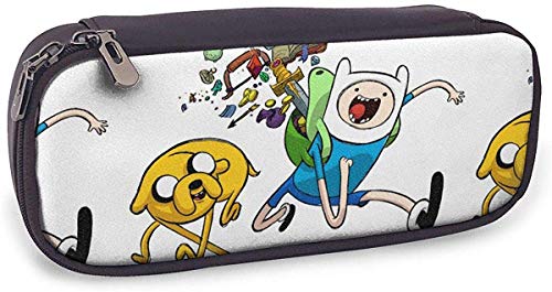 Nuevo estilo Finn y Jake Funda de lápiz de cuero de lona multifunción Bolso de pluma Bolsa de maquillaje