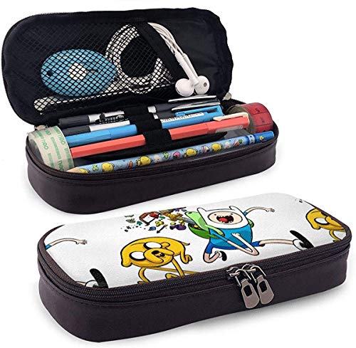 Nuevo estilo Finn y Jake Funda de lápiz de cuero de lona multifunción Bolso de pluma Bolsa de maquillaje