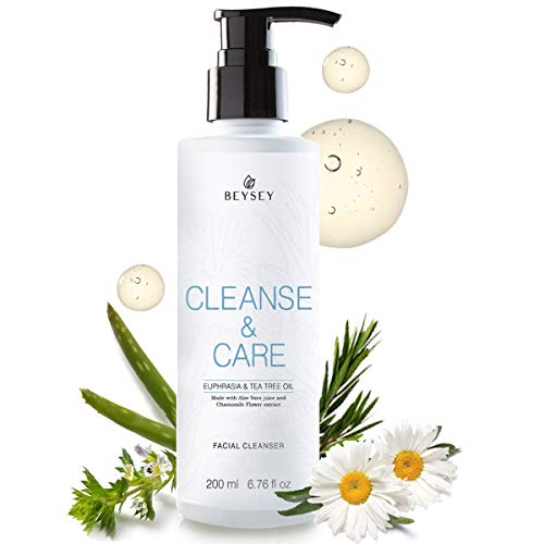 ¡NUEVO! Gel Limpiador Facial con Aloe Vera, Árbol de Té, Eufrasia y Manzanilla- Jabón Facial Desmaquillante/Antibacteriano/Anti Acné - Cara y Rostro/Pieles Mixtas y Grasas - CLEANSE&CARE Beysey 200ml