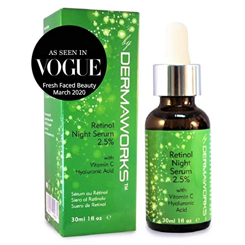NUEVO Suero DERMAWORKS de Retinol de Alta Potencia al 2,5% con Vitamina C, Vitamina E y Ácido Hialurónico. Anti-edad, antiarrugas. Trata la hiperpigmentación, las manchas de la edad, el acné.