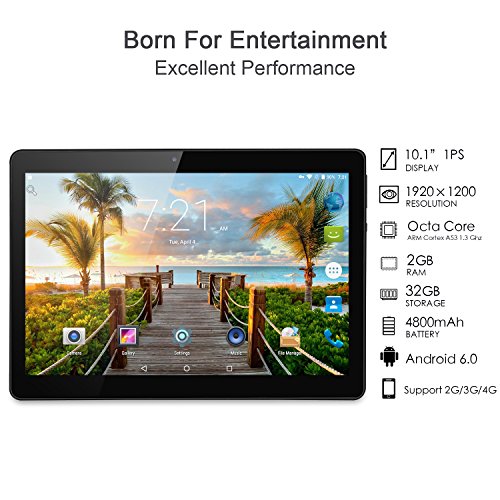Nuevo Tablet Artizlee ATL-31, 10.1" 4G Tablet Pc (Android 6.0, Octa Core, FHD 1920x1200 IPS, Dual Sim, 2GB RAM, 32GB, Cámara 5.0MP, WiFi, Bluetooth, OTG) Negro, 2017 Versión Actualizada