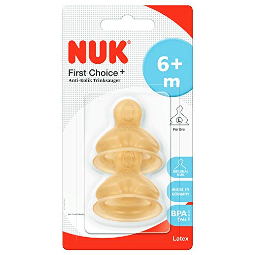 NUK First Choice+ - Pack de 2 tetinas de látex T2-L, 6-18 meses