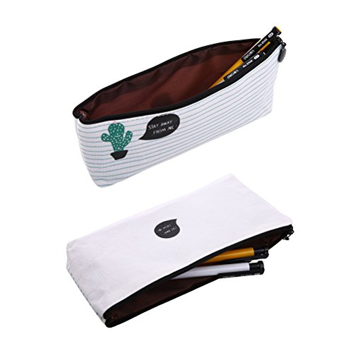 NUOLUX 3pcs Cactus Impreso Lápiz Lápiz Bolsa De Pluma Bolso De Maquillaje Bolsa De Papel