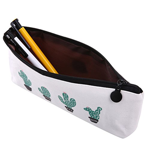 NUOLUX 3pcs Cactus Impreso Lápiz Lápiz Bolsa De Pluma Bolso De Maquillaje Bolsa De Papel