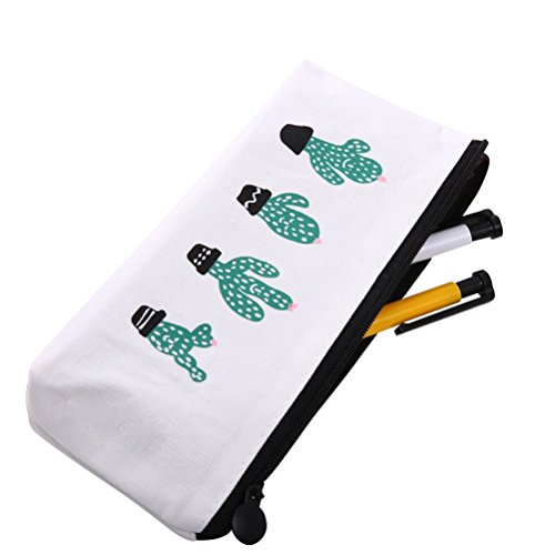 NUOLUX 3pcs Cactus Impreso Lápiz Lápiz Bolsa De Pluma Bolso De Maquillaje Bolsa De Papel