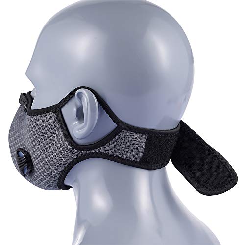 NUÜR - Mascarilla con doble filtro de aire, pinza para la nariz de plástico blando, y tira para proteger. Lavable y duradera. Para hacer ciclismo, correr, etc.