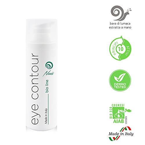 Nuvo' Baba de Caracol Crema Contorno de ojos Efecto Anti-fatiga Hidratante Antiedad Antiarrugas Orgánica Certificada Maxi 30ml para Bolsas y ojeras.100% made in italy